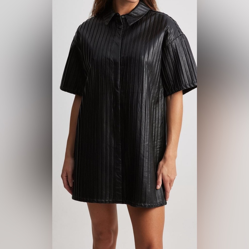 NA-KD Pleated Pu Mini Dress
